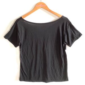Blue/Grey Black Short-sleeve tee with‎ v laced back, Size M, NWT